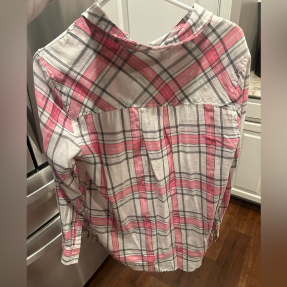 Arizona Plaid Button Up Shirt Pink LARGE JUNIORS - Picture 2 of 10